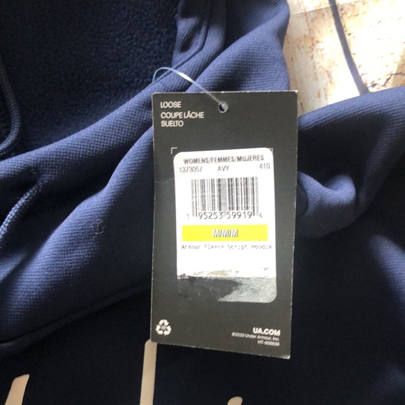 Navy Under Armour Hooded Sweatshirt - Medium Loose Fit NWT - Picture 2 of 5